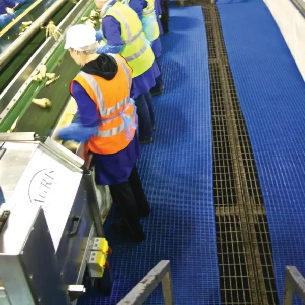 Heavy-Duty Cross-Ribbed Mat Blue In Use Factory
