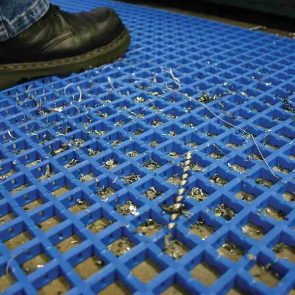 Standard Cross-Ribbed Mat Blue In Use Close Up