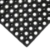 A close-up of the Fine Ribbed Matting Roll in black, featuring a textured rubber surface with parallel fine ribs, viewed from a diagonal angle.