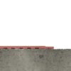 A close-up of a concrete surface features the Interlocking Catering Mat, a red, rectangular object partially visible against a plain white background.