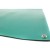A close-up of Conductive Rubber Bench Matting in green with a metal eyelet in the corner, displayed on a white background.