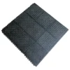 A single Interlocking Chequer Plate Gym Mat in black, featuring a diamond plate texture and visible connecting edges, is displayed against a white background.