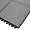 Close-up of Interlocking Solid Top Gym Mat in grey, highlighting the textured surface, connecting edges, and secure interlocking mechanism.