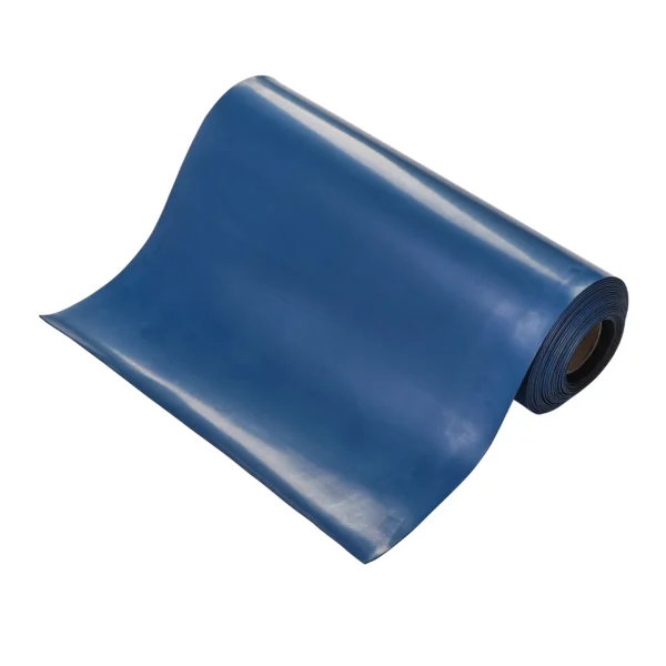 A large roll of smooth, flat ESD Anti-Static Double Layer Sheet in blue is partially unrolled on a white background.