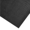 A close-up of the Forklift Mat’s black, finely textured mesh material is shown at an angle, with the lower left corner overlapping a white background.