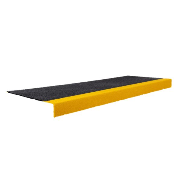 The Anti-Slip Stair Tread is a black cover featuring a bright yellow, non-slip nosing on the front edge, enhancing stair safety and visibility.