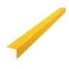 An Anti-Slip Stair Nosing in yellow with a textured surface is displayed on a white background, angled to showcase its L-shape and length.