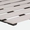 Close-up of the Cross-Ribbed PVC Leisure Mat featuring parallel, ribbed white planks supported by a dark frame, photographed against a plain white background.