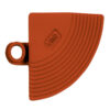 A red, quarter-circle-shaped Catering Mat Edge made of NBR rubber with a small loop on one side and multiple grooves along the curved edge, shown on a white background.