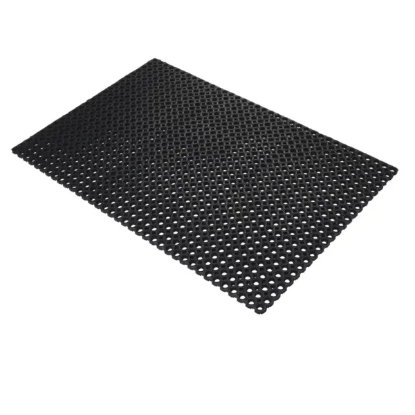 The Roof Walkway Mat is a black rectangular rubber mat featuring evenly spaced circular holes across its surface, displayed on a white background.