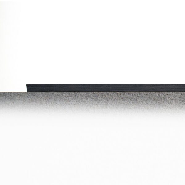 A minimalist image features Electrical Safety Matting as a textured grey surface below a horizontal black strip, set against a white background for a simple, abstract composition.
