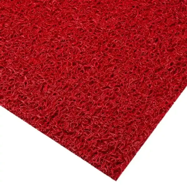 Close-up of the Heavy-Duty PVC Vinyl Roll in red, featuring a textured, curly surface pattern, displayed at an angle on a white background.