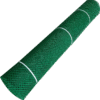 A rolled-up Grass Mat Underlay Mesh in green, held together with three white plastic ties, isolated on a white background.