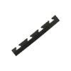 A Chequer Plate Interlocking Tile Edge in black plastic, rectangular with four evenly spaced curved notches along one side, displayed on a white background.