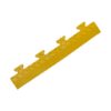 The Chequer Plate Interlocking Tile Edges are yellow plastic floor cable covers with a textured, non-slip surface and four raised triangular patterns on one edge, displayed against a white background.