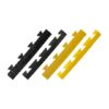 checkered and plain interlocking tile edges in black and yellow|checker plate interlocking tile edges|Black interlocking tile edges|diamond plate interlocking tile edges|yellow bevelled interlocking tile edges