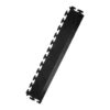 The Heavy-Duty Interlocking Tile Edges are black, rectangular pieces with puzzle-like tabs on each long side for secure connection to other tiles and have a ridged surface for added texture.