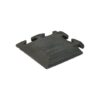 The Heavy-Duty Interlocking Tile Corners are black rubber tiles with sloped edges and grooved surfaces, designed to interlock with other tiles for smooth floor transitions.