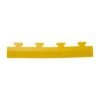 A single yellow Circular Stud Interlocking Tile Edge with four tabs, designed to connect with other tiles, isolated on a white background.