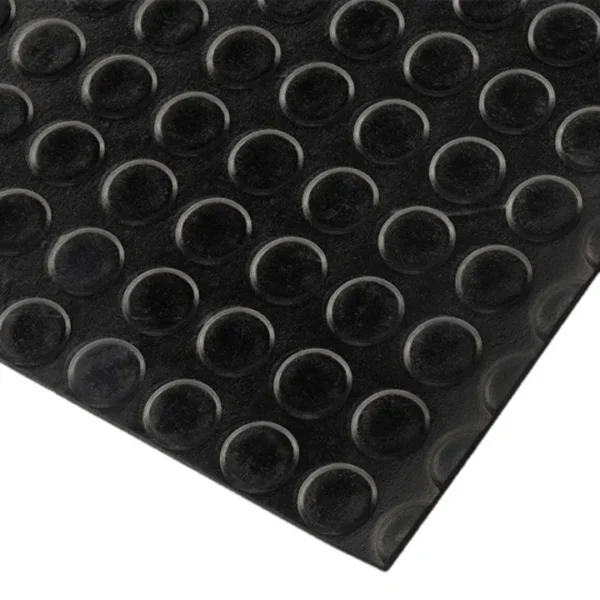 A close-up of the Fine Ribbed Matting Roll in black, highlighting its textured rubber surface with fine ribbed detail.