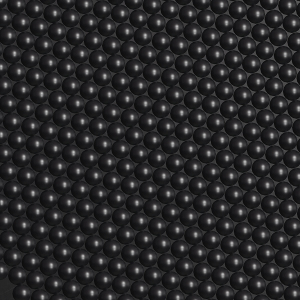 A close-up view of the Hammer Top Stable Mat shows a uniform grid of shiny black spheres, evenly spaced and forming a geometric pattern against a dark background.