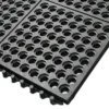 Close-up of Fine Ribbed Matting Roll in black rubber, featuring interlocking edges and a textured fine ribbed surface.