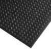 Close-up of the Comfort Plus Anti-Fatigue Mat in black rubber, showcasing a chequer plate pattern with raised, textured diagonal shapes for enhanced slip resistance.