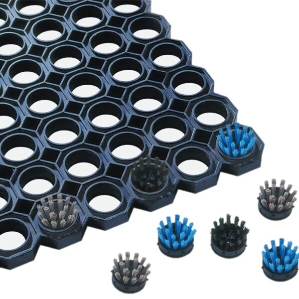 octoguard entrance mats with insert brushes|black insert brushes for an octoguard entrance mat|blue insert brushes for an octoguard entrance mat|insert brushes for an octoguard entrance mat|Octagonal Ring Mat Brushes