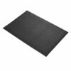 The Ribbed Anti-Fatigue Mat is black, rectangular, and features a subtle ribbed texture, displayed against a white background.