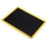The Air Cushioned Workshop Mat is a rectangular black rubber mat with a textured, raised dot surface and a yellow border, shown on a white background.