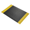 The Diamond Anti-Fatigue Mat is a rectangular black mat with a diamond plate texture and bright yellow borders on two ends, shown on a white background.