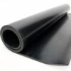 A Commercial Nitrile Rubber Sheet, partially unrolled on a white surface, displays its smooth texture and flexible black material.