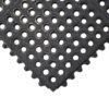 A close-up of the Nitrile Top Interlocking Mat, a black rubber mat featuring evenly spaced circular holes and interlocking edges for modular assembly.