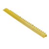 A Drainage Top & Solid Top Mat Edge, a yellow plastic tool with grooves and evenly spaced raised bumps along one side, displayed on a white background.