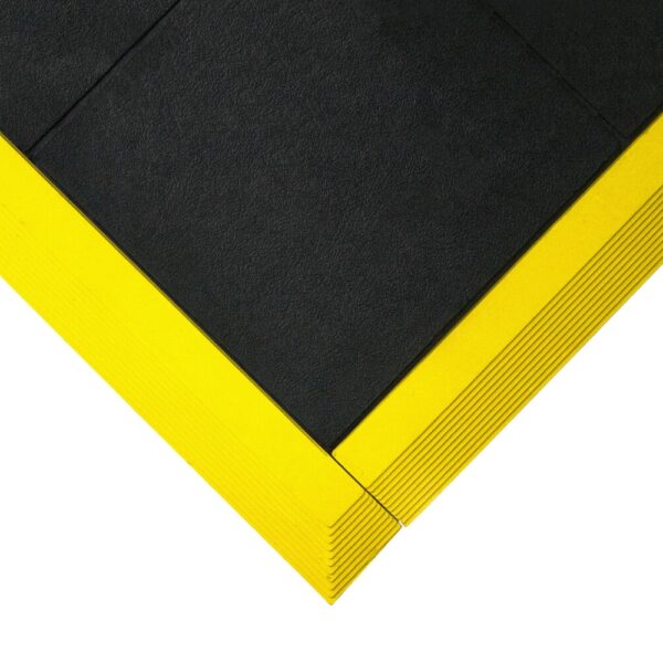 Solid Top Interlocking Mat Yellow Edging Corner|Solid Top Interlocking Mat Corner|Solid Top Interlocking Mat Black Edging Fit In|Solid Top Interlocking Mat Yellow Edging Fit In|Solid Top Interlocking Mat In Use Yellow Edging|Solid Top Interlocking Mat In Use Yellow Edging