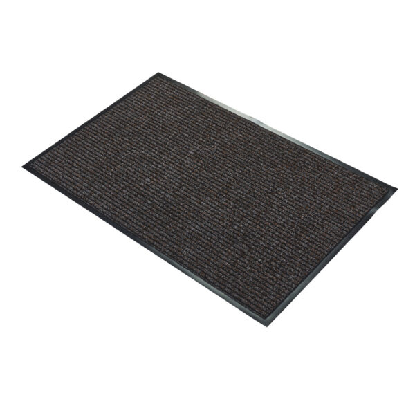 The Ribbed Doormat is rectangular with a brown and black textured surface and a black border, displayed against a white background.