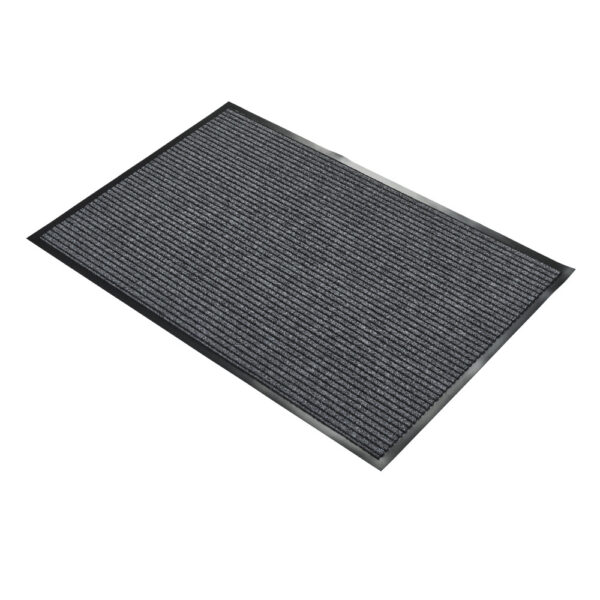 A Ribbed Doormat in rectangular grey with a textured surface and black border, shown against a white background.